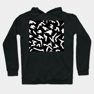 Black and White Retro 80's Eighties Abstract Scribble Hoodie